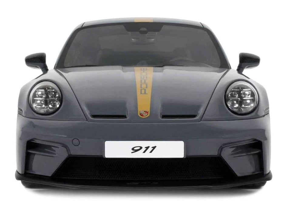2025 Porsche 911 (992.2) GT3 Touring Gray with Gold Stripe 1/18 Model Car by GT Spirit