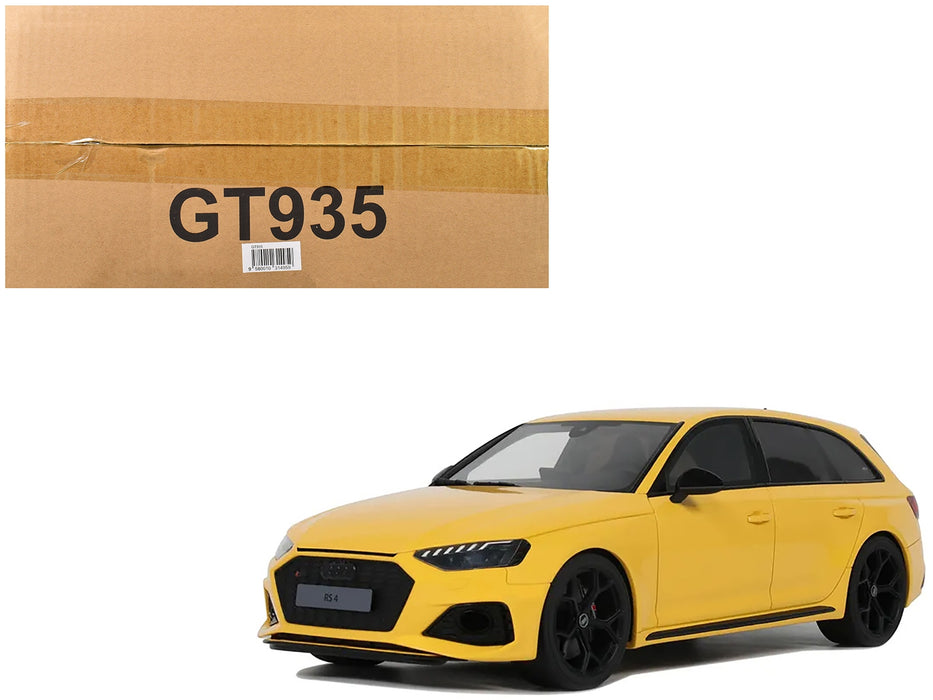 2024 Audi RS 4 "25th Anniversary" Yellow 1/18 Model Car by GT Spirit