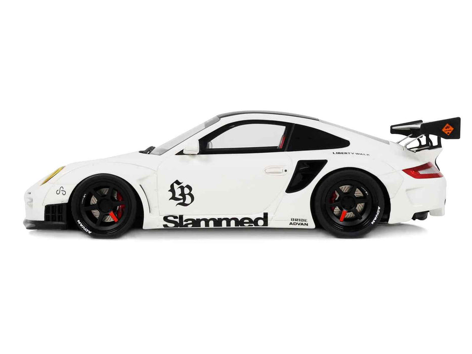 2024 Porsche 911 Turbo LB-Works White with Black Top 1/18 Model Car by GT Spirit
