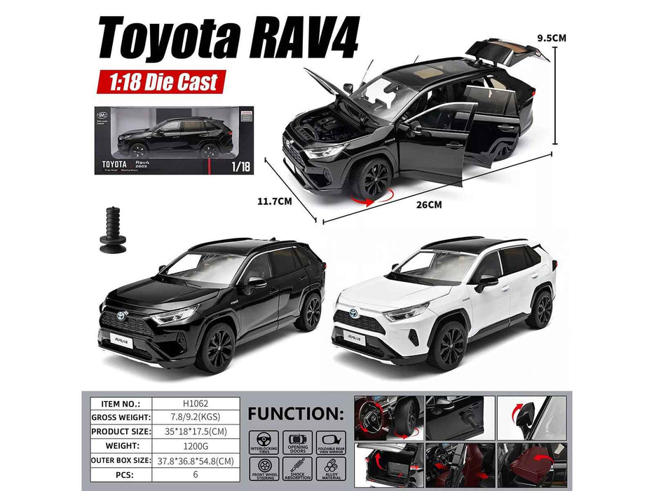 2023 Toyota Rav4 Hybrid Black 1/18 Diecast Model Car by Heimanba