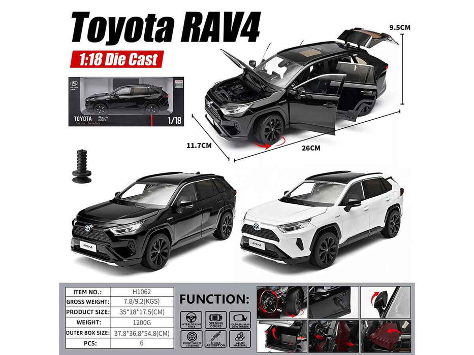 2023 Toyota Rav4 Hybrid White Metallic with Black Top 1/18 Diecast Model Car by Heimanba