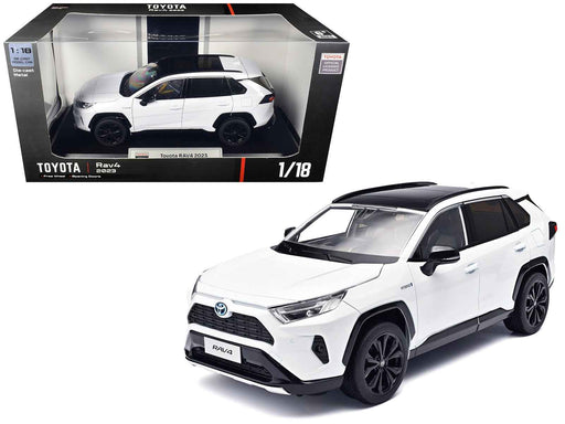 2023 Toyota Rav4 Hybrid White Metallic with Black Top 1/18 Diecast Model Car by Heimanba