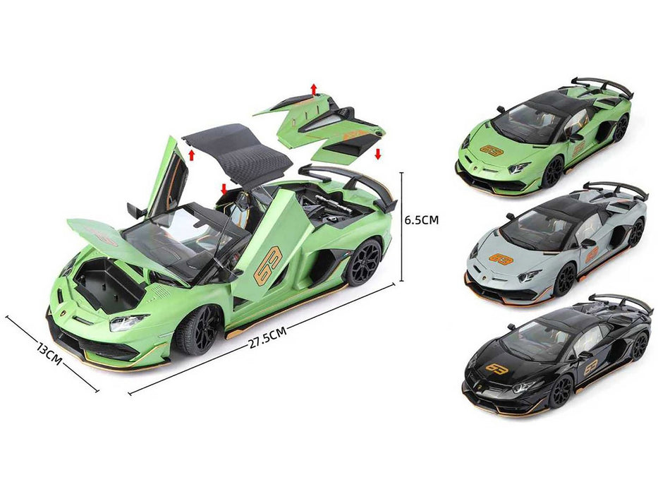 Lamborghini Aventador SVJ Roadster Black with Carbon Top and Gold Accents 1/18 Diecast Model Car by Heimanba