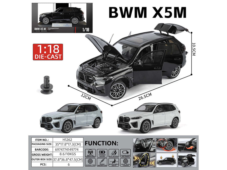BMW X5 M Competition LCI Gray with Moonroof 1/18 Diecast Model Car by Heimanba