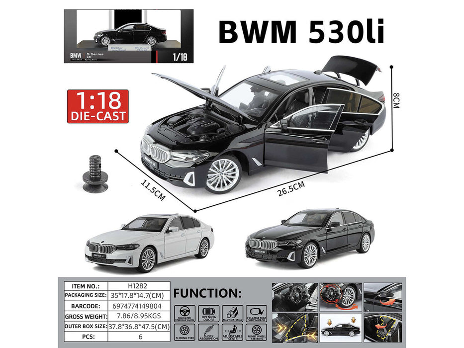 BMW 5 Series LCI White Metallic with Moonroof 1/18 Diecast Model Car by Heimanba