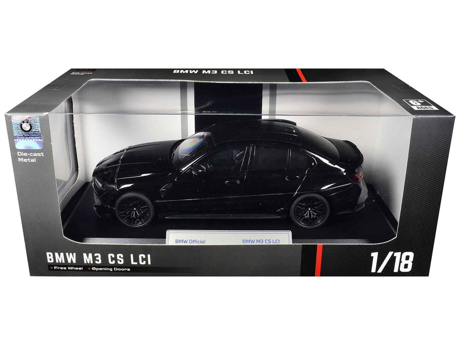 BMW M3 CS LCI Black Metallic with Matt Black Top 1/18 Diecast Model Car by Heimanba