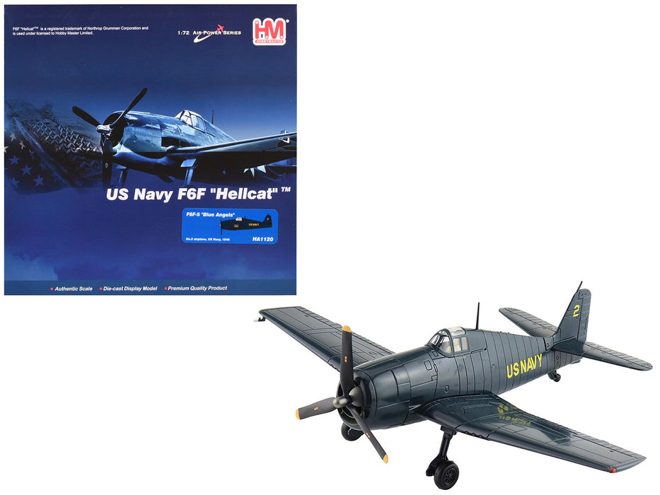 Grumman F6F-5 Hellcat Fighter Aircraft "Blue Angels #2" (1946) United States Navy "Air Power Series" 1/72 Diecast Model by Hobby Master