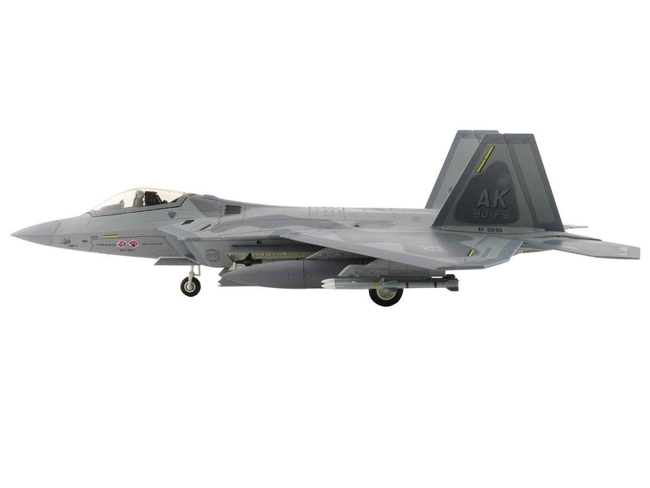 Lockheed F-22 Raptor Stealth Aircraft "09-4190 90th Fighter Squadron 100th Anniversary Elmendorf Air Base" (2017) United States Air Force "Air Power Series" 1/72 Diecast Model by Hobby Master