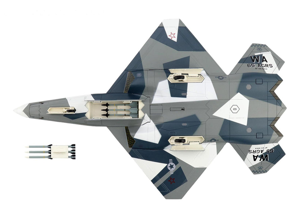 Northrop F-23 Black Widow II Stealth Fighter Aircraft Blue 054 Su-57 Aggressor What If Scheme 65th AGRS Nellis AFB United States Air Force Air Power Series 1/72 Diecast Model by Hobby Master