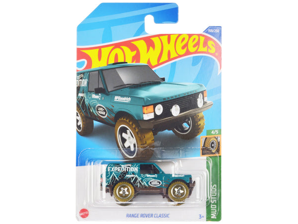 Land Rover Range Rover Classic Teal with White Graphics "Hot Wheels Expedition" "Mud Studs" Series Diecast Model Car by Hot Wheels - Miniature Motors