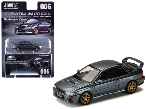 Subaru Impreza WRX Type R Sti Version V RHD (Right Hand Drive) Cool Gray Metallic "JDM64" Series 1/64 Diecast Model Car by Hobby Japan