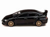 Honda Mugen Civic Type R (FD2) RHD (Right Hand Drive) Crystal Black Pearl with Gold Wheels "JDM64" Series 1/64 Diecast Model Car by Hobby Japan