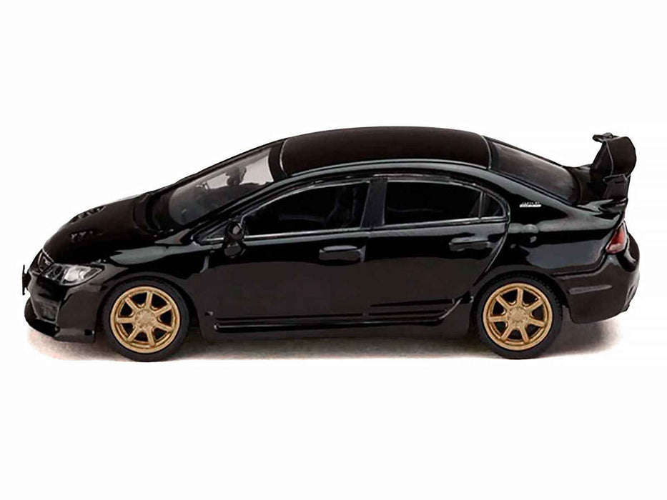 Honda Mugen Civic Type R (FD2) RHD (Right Hand Drive) Crystal Black Pearl with Gold Wheels "JDM64" Series 1/64 Diecast Model Car by Hobby Japan