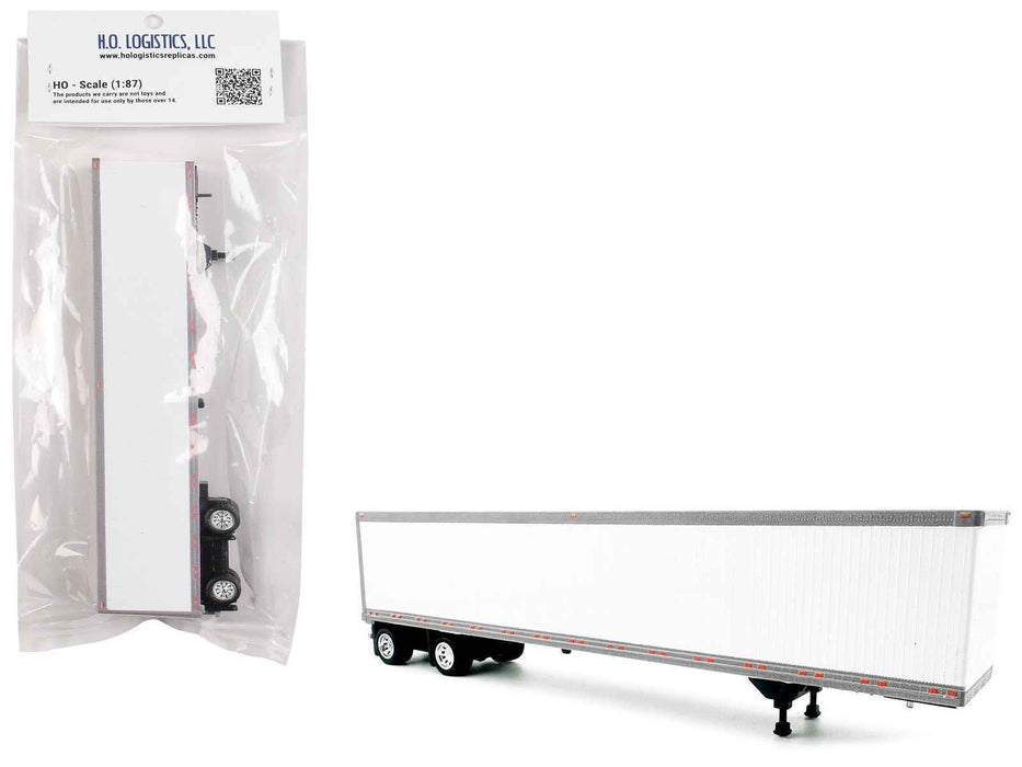 53' Spread Axle Dry Van Trailer White 1/87 (HO) Plastic Model Car by HO Logistics