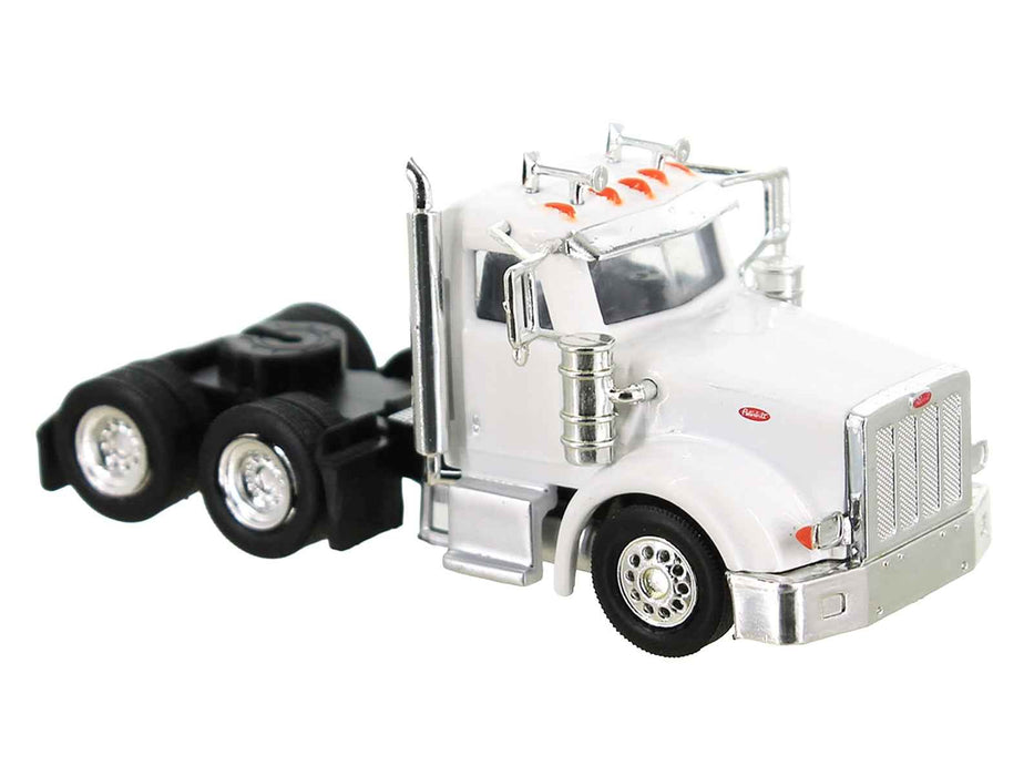 Peterbilt 367 Truck Tractor with Day Cab White and Articulated Tank Trailer "Cemex" White with Blue Stripes Combo Set 1/87 (HO) Plastic Model Car by HO Logistics