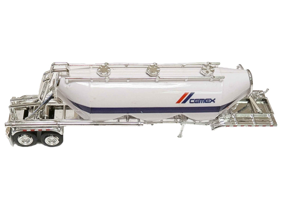 Peterbilt 367 Truck Tractor with Day Cab White and Articulated Tank Trailer "Cemex" White with Blue Stripes Combo Set 1/87 (HO) Plastic Model Car by HO Logistics