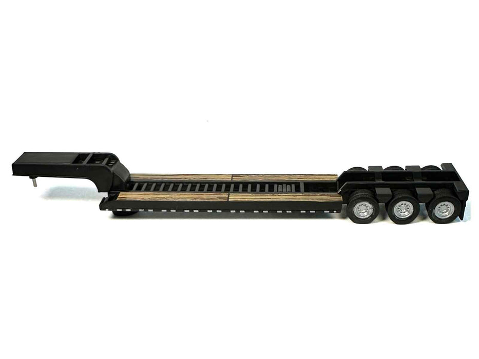 Peterbilt 389 Truck Tractor with Sleeper Cab Lime Green and Low Boy Flatbed Trailer Black Combo Set 1/87 (HO) Plastic Model Car by HO Logistics