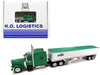 Peterbilt 389 Truck Tractor with Sleeper Cab "Cargill" Green and Covered Grain Trailer White with Green Tarp Combo Set 1/87 (HO) Plastic Model Car by HO Logistics