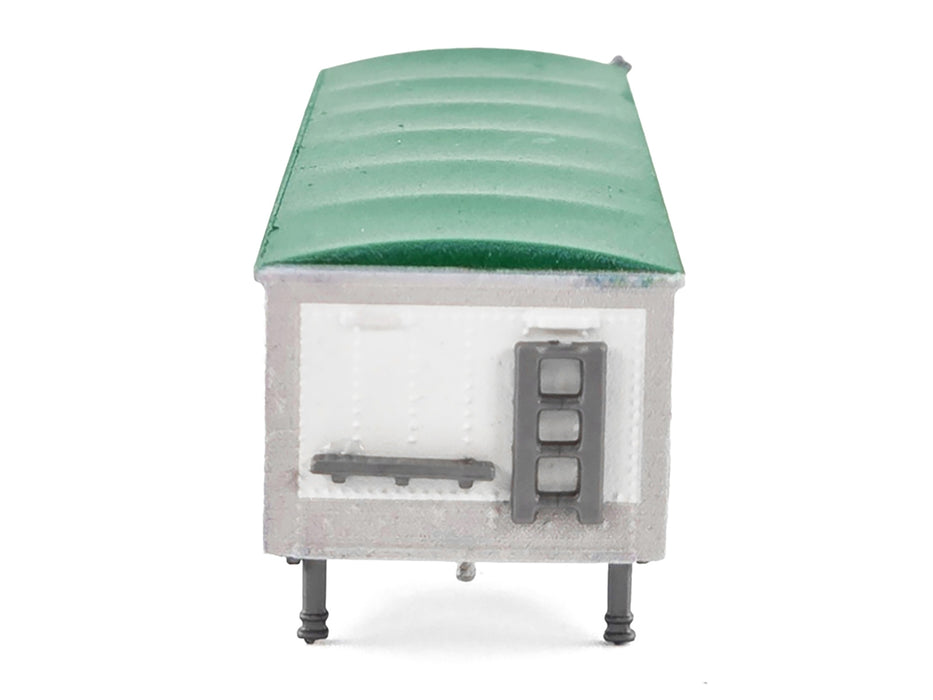 Covered Grain Trailer White with Green Tarp 1/87 (HO) Plastic Model Car by HO Logistics