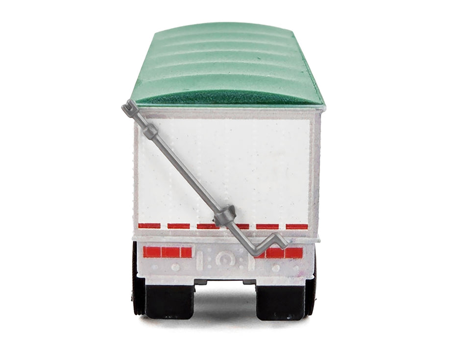 Covered Grain Trailer White with Green Tarp 1/87 (HO) Plastic Model Car by HO Logistics
