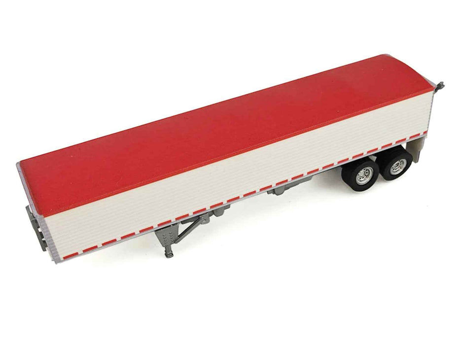 Kenworth W900L Truck Tractor with Sleeper Cab Red and Covered Grain Trailer White with Red Tarp Combo Set 1/87 (HO) Plastic Model Car by HO Logistics