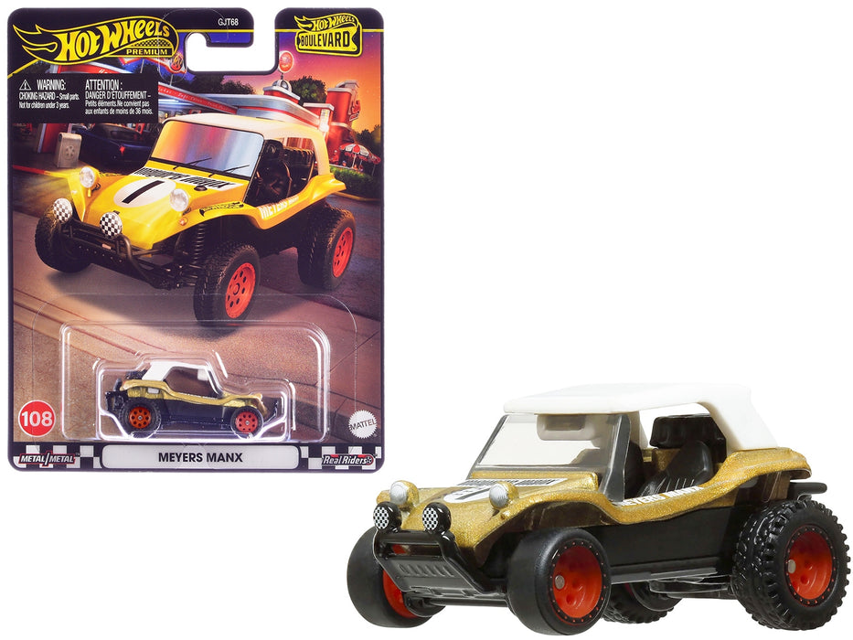 Meyer Manx Dune Buggy #1 Gold Metallic with White Top "Boulevard" Series Diecast Model Car by Hot Wheels