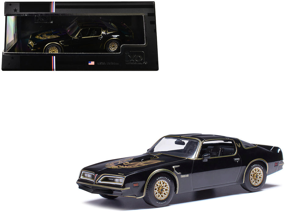 1977 Pontiac Trans Am Starlight Black with Hood Graphics 1/43 Diecast Model by IXO Models