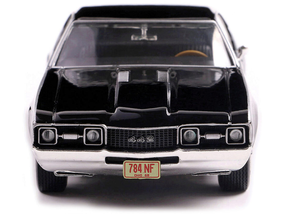 1970 Oldsmobile 442 W-30 Ebony Black with Red Stripes 1/43 Diecast Model by IXO Models