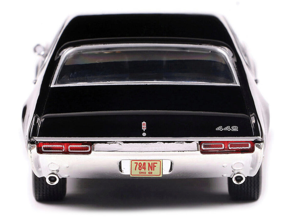 1970 Oldsmobile 442 W-30 Ebony Black with Red Stripes 1/43 Diecast Model by IXO Models