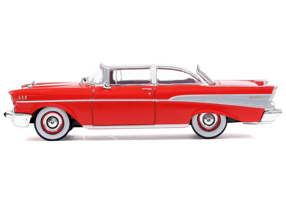 1957 Chevrolet Bel Air Red with White Top and Red Interior 1/64 Diecast Model by IXO Models