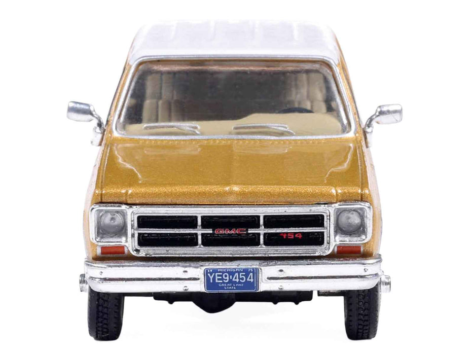 1975 GMC Sierra Classic K2500 Pickup Truck Yuba Gold Metallic and White 1/64 Diecast Model by IXO Models