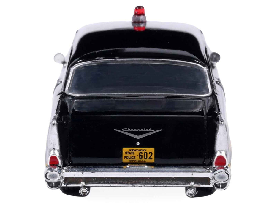 1957 Chevrolet One-Fifty Police Car "Kentucky State Police" Black with Yellow Stripes 1/64 Diecast Model Car by IXO Models