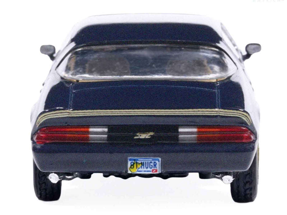 1981 Chevrolet Camaro Z28 Dark Blue Metallic with Gold Stripes and Interior 1/64 Diecast Model Car by IXO Models
