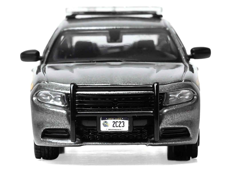 2023 Dodge Charger Pursuit "New York State Police" Gray Metallic with Yellow Stripes 1/64 Diecast Model by IXO Models