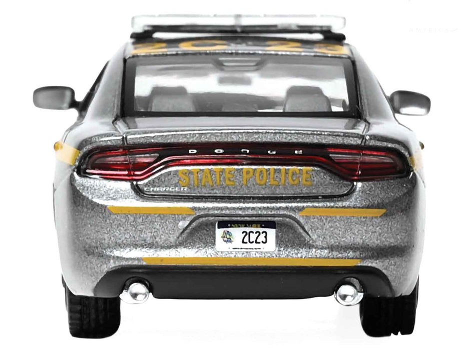 2023 Dodge Charger Pursuit "New York State Police" Gray Metallic with Yellow Stripes 1/64 Diecast Model by IXO Models
