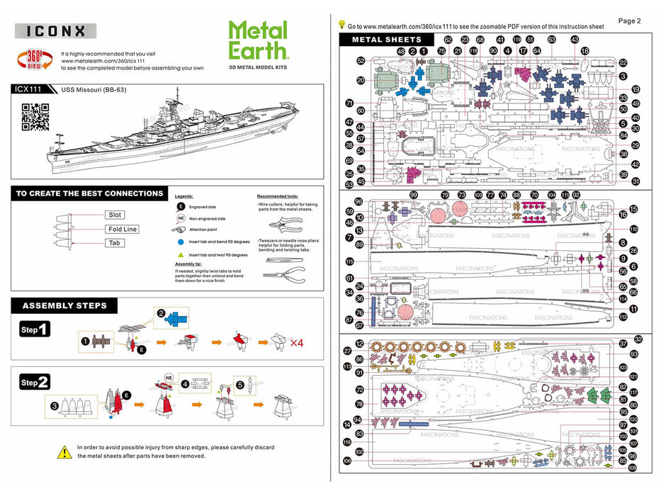 Model Kit USS Missouri (BB-63) Navy Battleship (Challenging Difficulty) Steel Model by Metal Earth