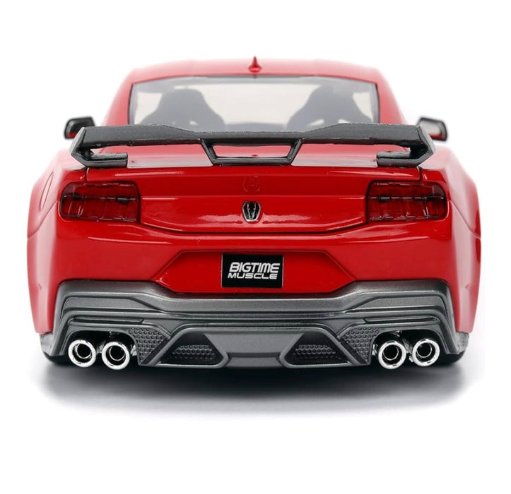 NEW 2024 Ford Mustang Dark Horse Red with White Racing Stripes “65” Graphics “Bigtime Muscle” Series 1/24 Diecast Model Car by Jada