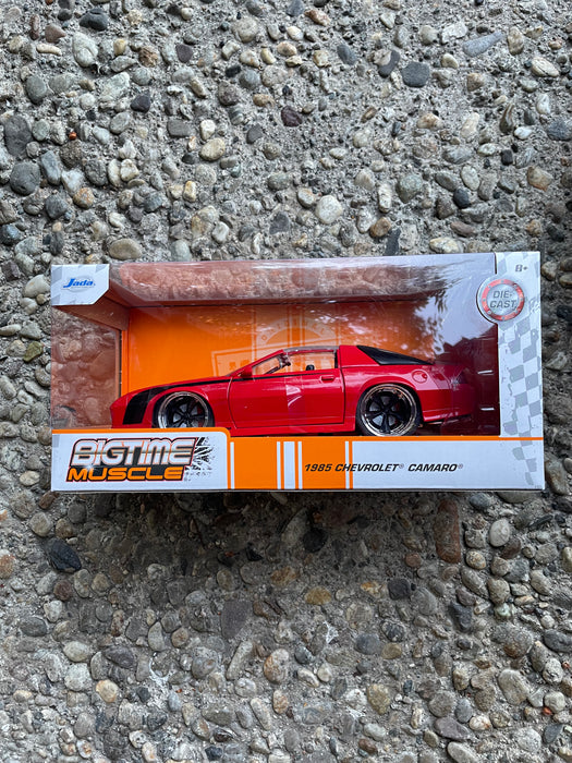 1985 Chevrolet Camaro Red with Black Stripes "Bigtime Muscle" Series 1/24 Diecast Model Car by Jada