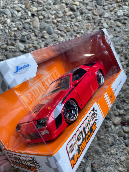 1985 Chevrolet Camaro Red with Black Stripes "Bigtime Muscle" Series 1/24 Diecast Model Car by Jada
