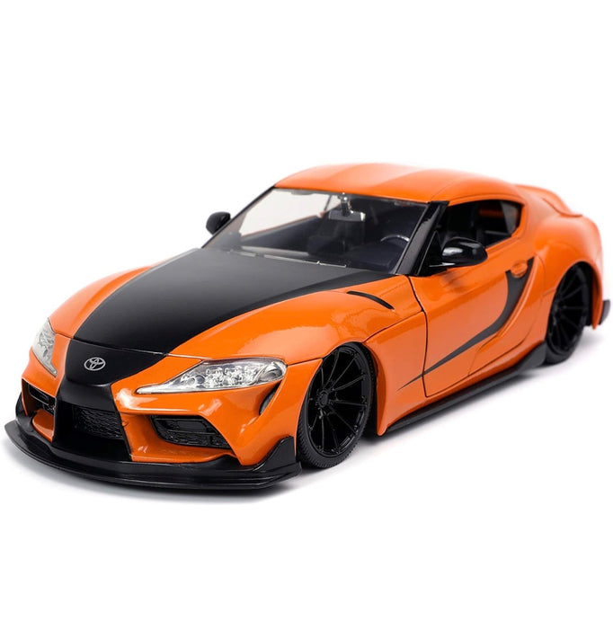 NEW Toyota Supra Orange with Black Stripes "Fast & Furious 9 F9" (2021) Movie 1/24 Diecast Model Car by Jada