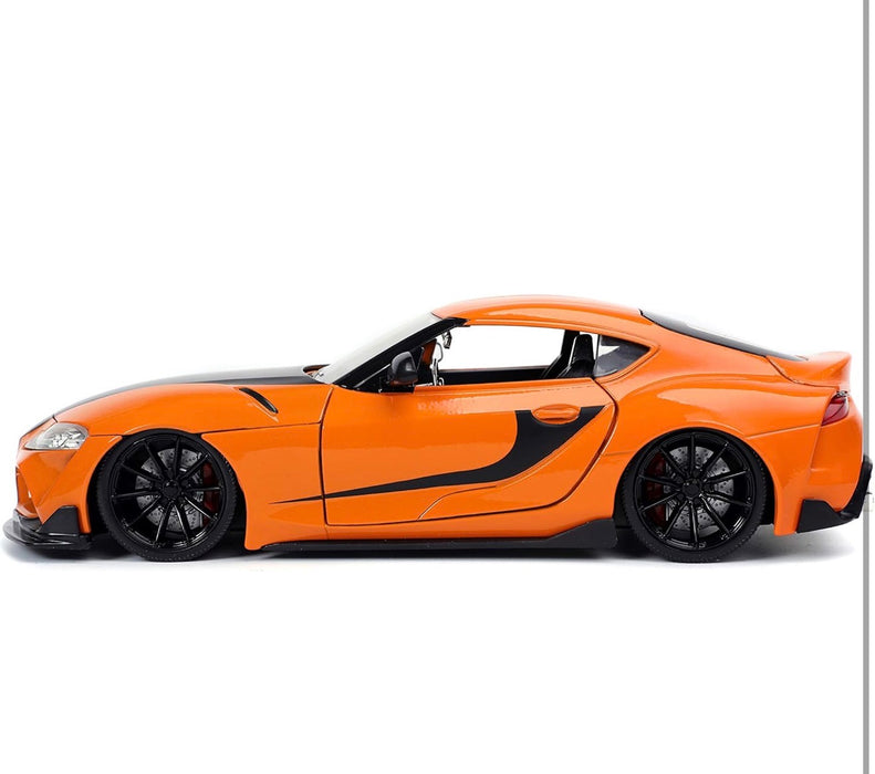 NEW Toyota Supra Orange with Black Stripes "Fast & Furious 9 F9" (2021) Movie 1/24 Diecast Model Car by Jada