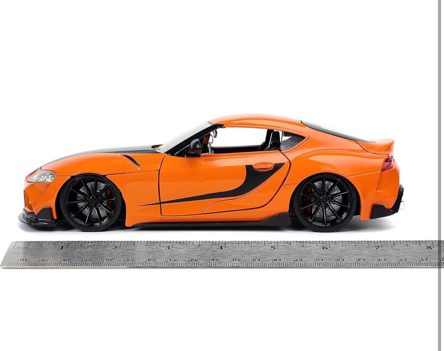 NEW Toyota Supra Orange with Black Stripes "Fast & Furious 9 F9" (2021) Movie 1/24 Diecast Model Car by Jada