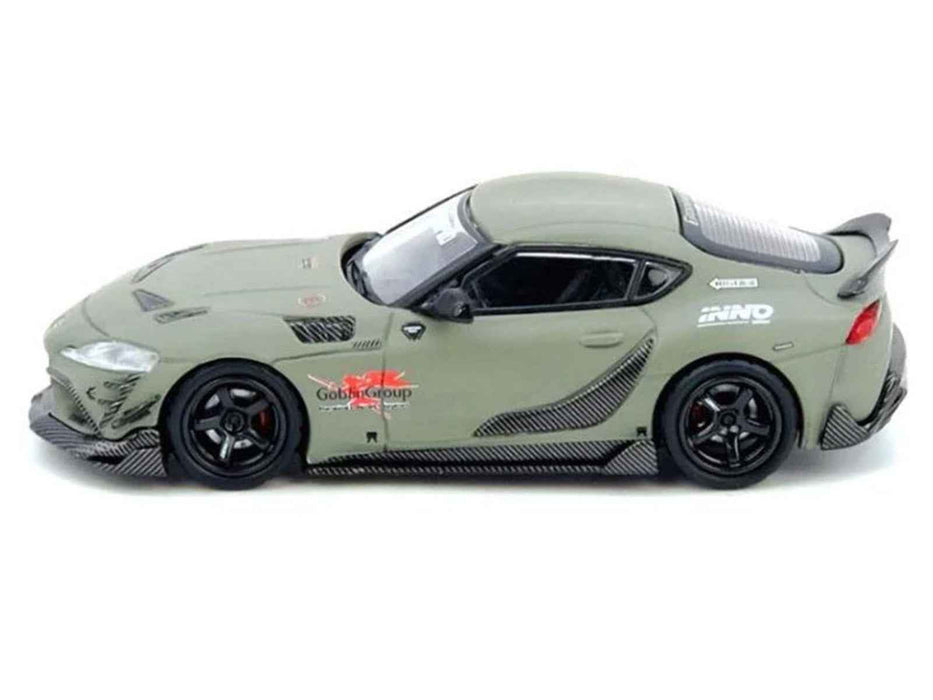 Toyota Supra (A90) "DarwinPro" Matt Green with Carbon Accents 1/64 Diecast Model Car by Inno Models