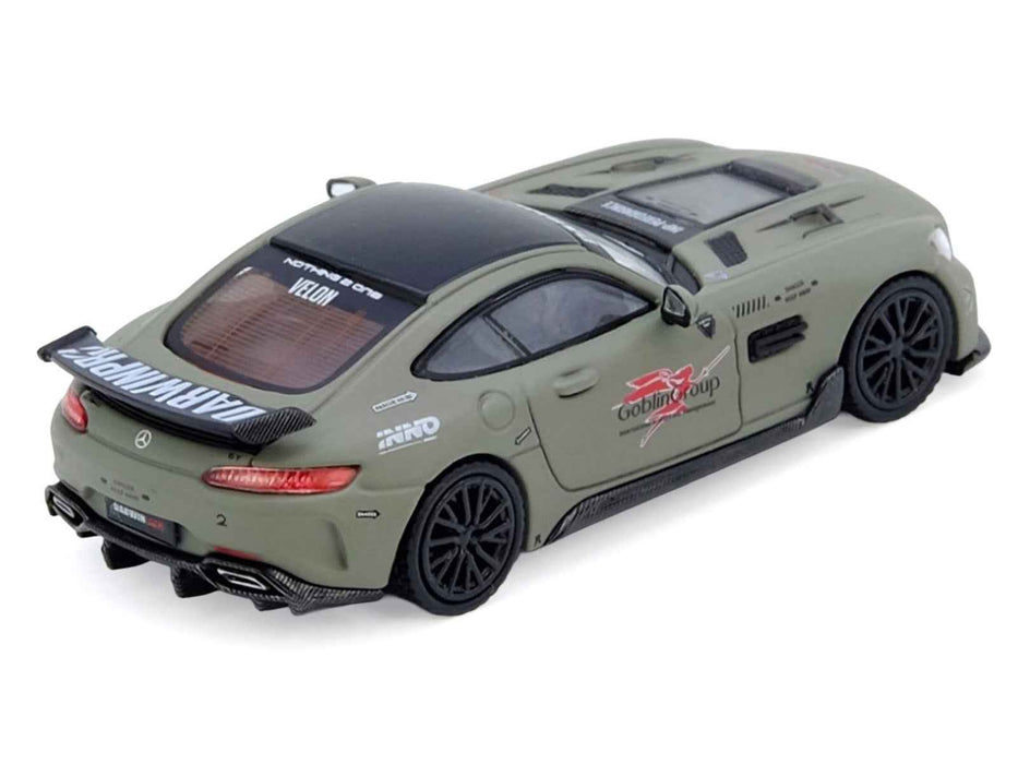 DarwinPRO iMP-Performance AMG GT "Goblin Group" Matt Green with Black Top 1/64 Diecast Model Car by Inno Models