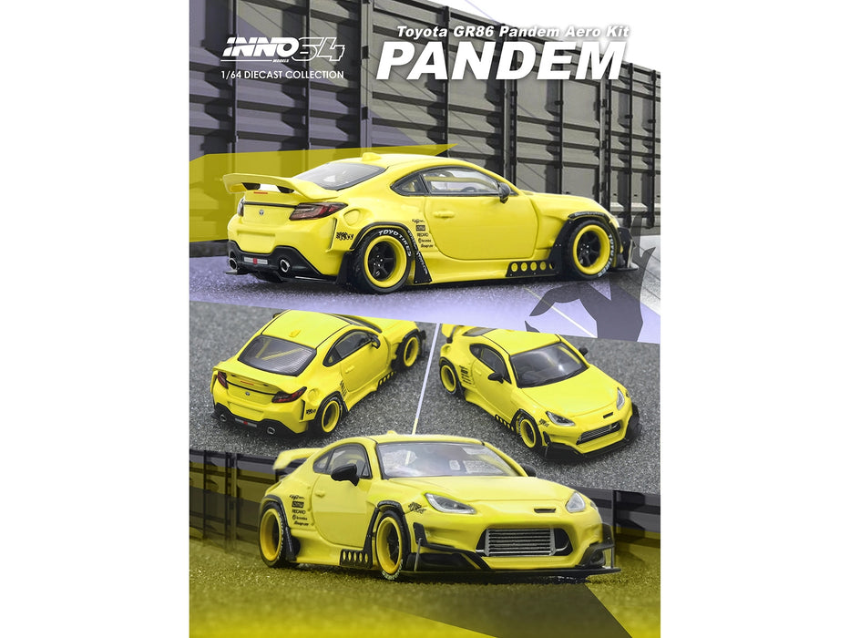 Toyota GR86 "Pandem" RHD (Right Hand Drive) Yellow 1/64 Diecast Model Car by Inno Models