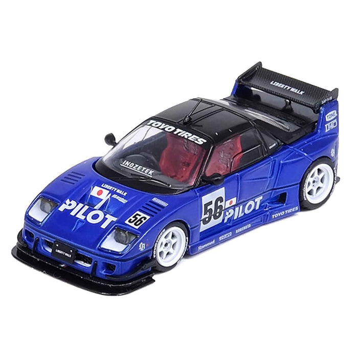 Mazda AZ-1 Liberty Walk LB40 RHD (Right Hand Drive) #56 "Pilot" Blue with Black Top 1/64 Diecast Model Car by Inno Models