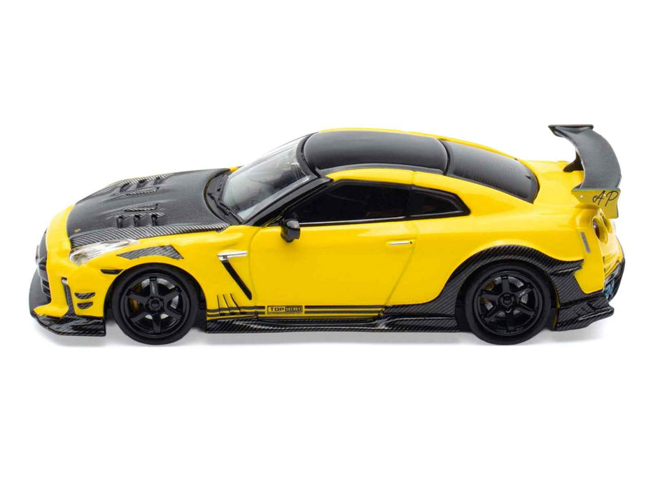 Nissan GT-R (R35) RHD (Right Hand Drive) Yellow with Carbon Hood and Black Top "The Model Car Show Singapore 2025 Event Edition" 1/64 Diecast Model Car by Inno Models