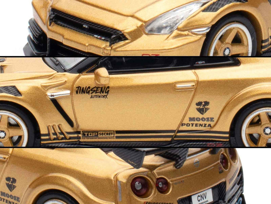 Nissan GT-R (R35) Top Secret Thailand RHD (Right Hand Drive) Gold Metallic "Thailand Diecast Expo 2025 Event Edition" 1/64 Diecast Model Car by Inno Models