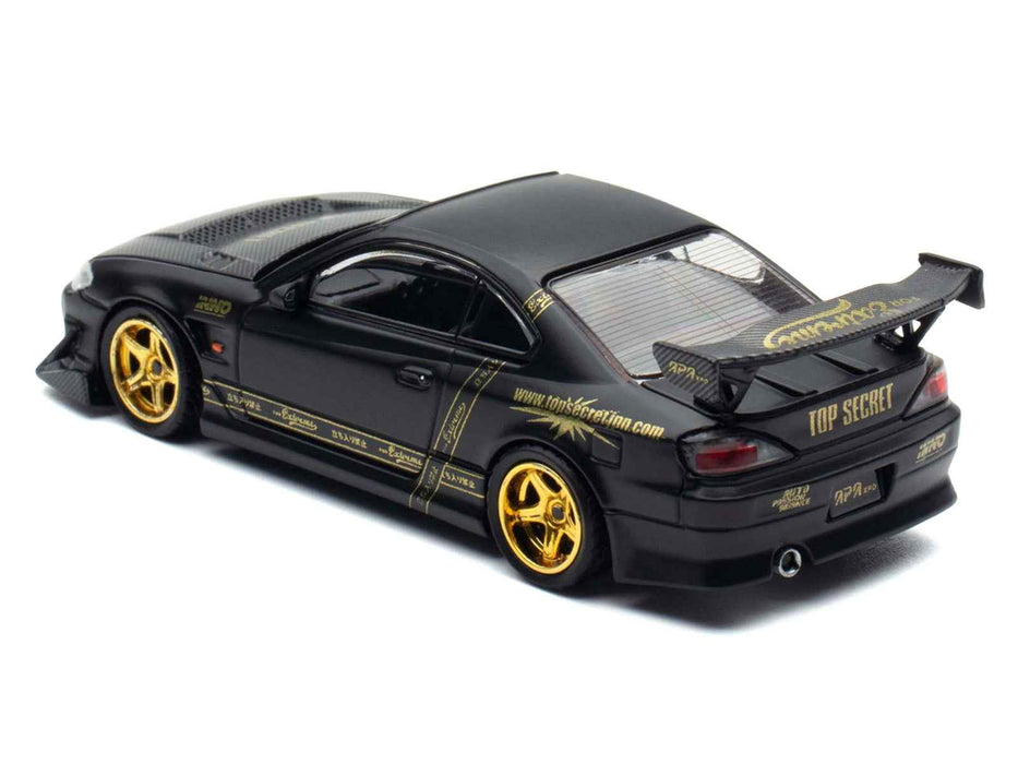 Nissan "Top Secret" Silvia (S15) RHD (Right Hand Drive) Matt Black with Carbon Hood "APA XPO 2025 Event Edition VIP Ticket Bundle" 1/64 Diecast Model Car by Inno Models