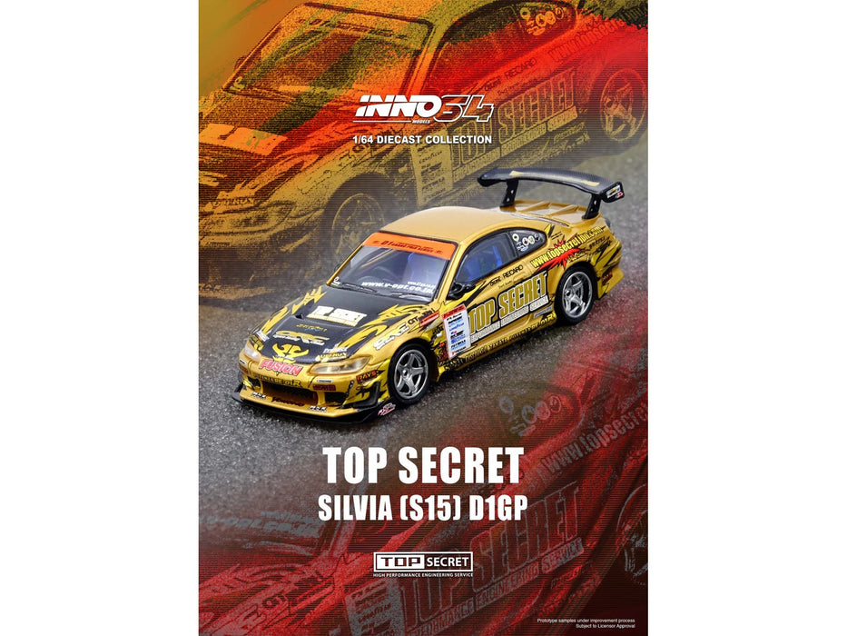 Nissan "Top Secret" Silvia (S15) RHD (Right Hand Drive) Ryuji Miki - Champion "D1 Grand Prix" (2004) 1/64 Diecast Model Car by Inno Models
